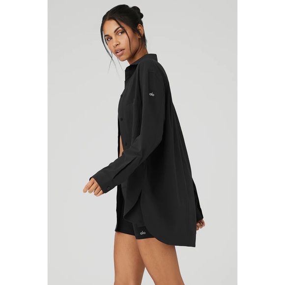Alo Yoga Dreamscape Button Down Long Sleeve Black L - Picture 4 of 11
